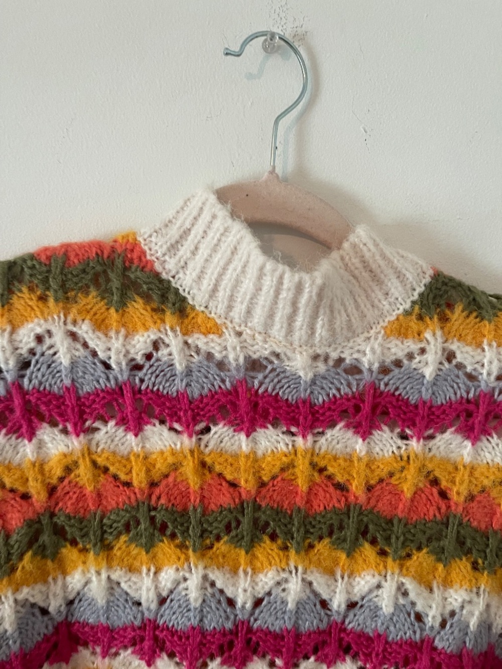 THML Women’s Colorful Cropped Crochet Sweater M Boho Hippie Autumn Cottagecore - Picture 6 of 11